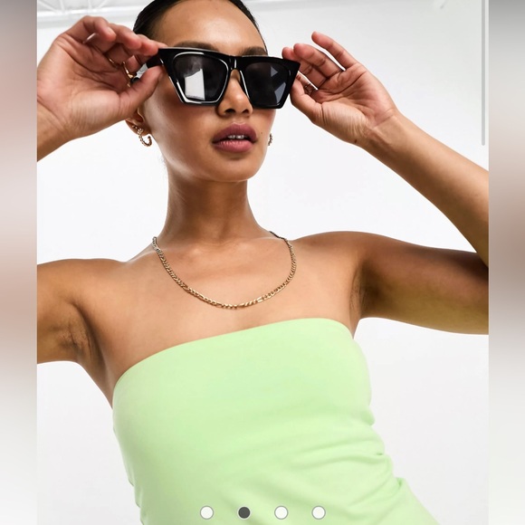 ASOS DESIGN bandeau bodycon midi dress in lime - Picture 3 of 7